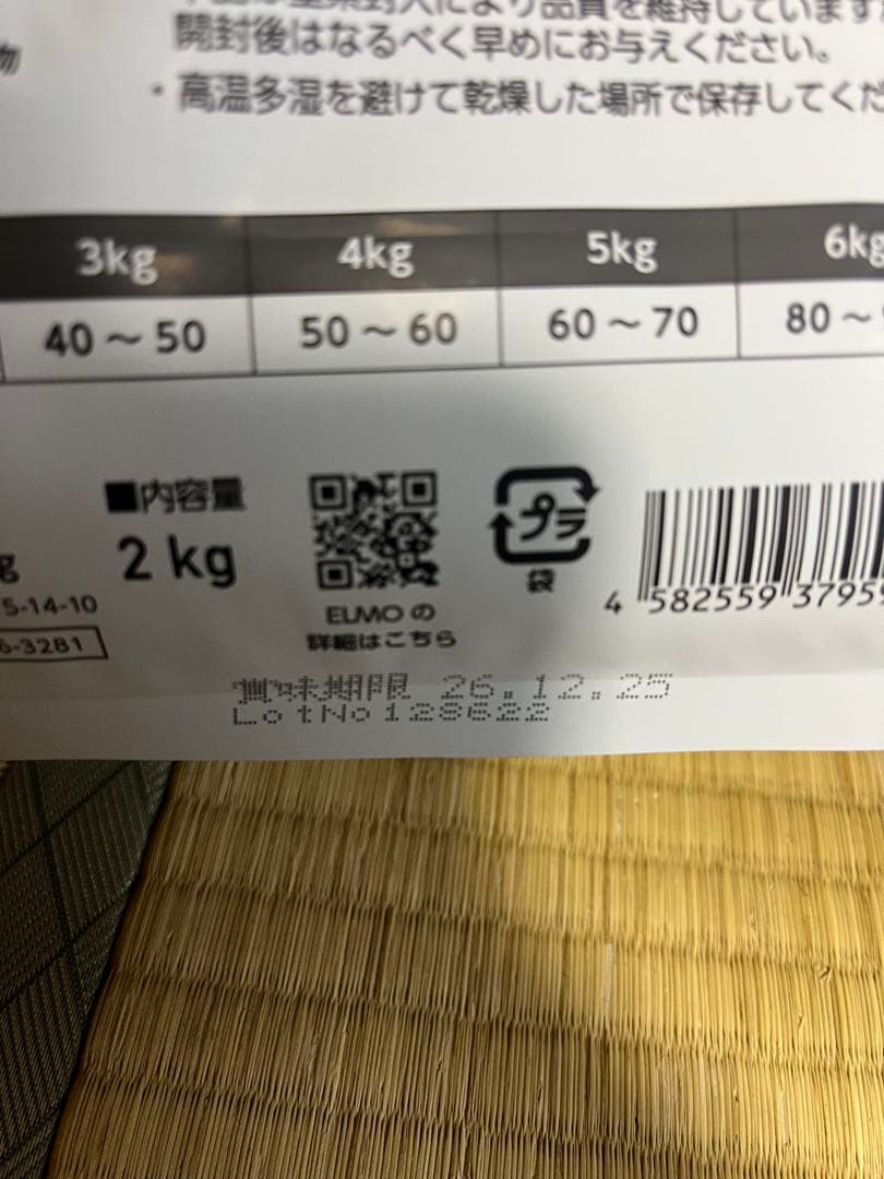 ELMO ドライキャットフード 2kg3袋室内用