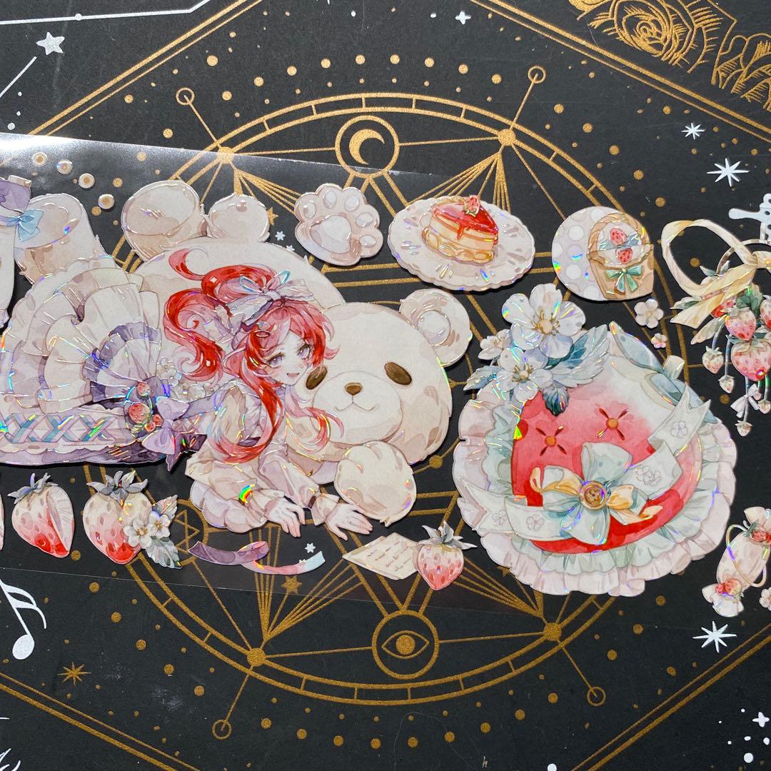 【9193】海外　中古巻　貝殻光マスキングテープ　人物系　熊　女の子　かわいい