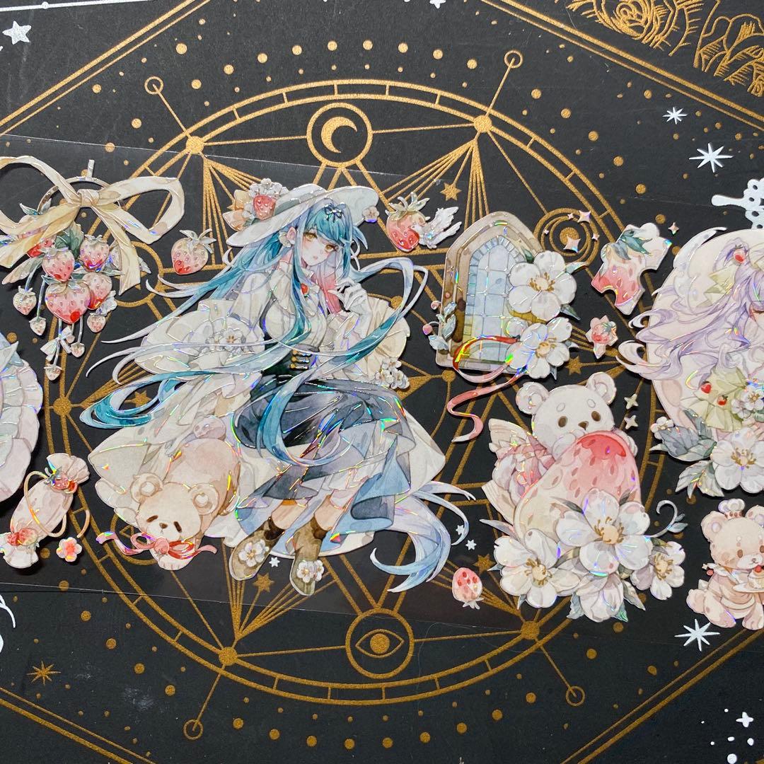 【9193】海外　中古巻　貝殻光マスキングテープ　人物系　熊　女の子　かわいい