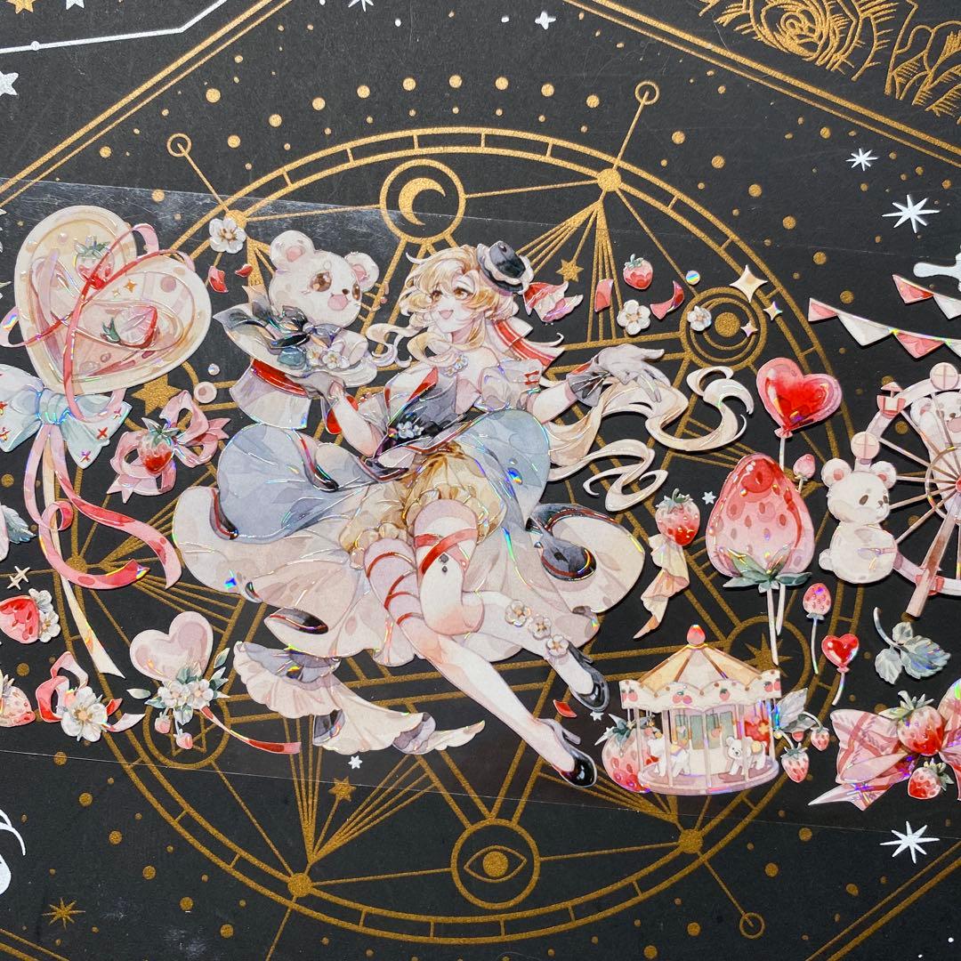 【9193】海外　中古巻　貝殻光マスキングテープ　人物系　熊　女の子　かわいい