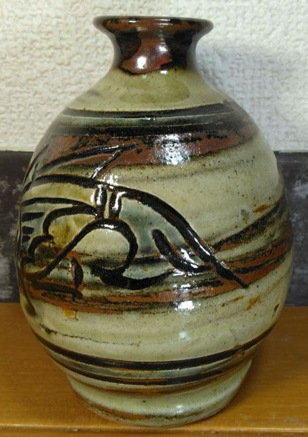 人間国宝 金城次郎 徳利 栞 共箱 美品 壺屋焼 壷屋焼 魚紋徳利 やちむん