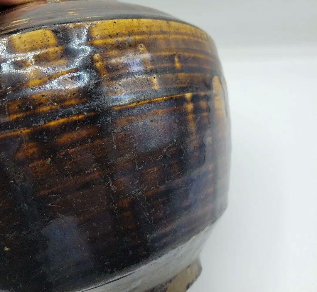 貴重　古美術 朝鮮古陶磁器 李朝 飴釉 面取 壷 時代物