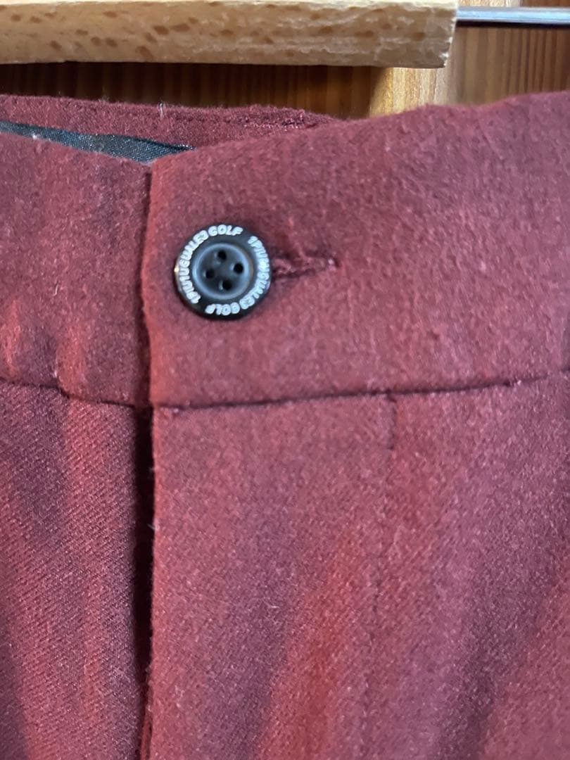 1PIU1UGUALE3バーガンディ 折り鶴刺繍 パンツ