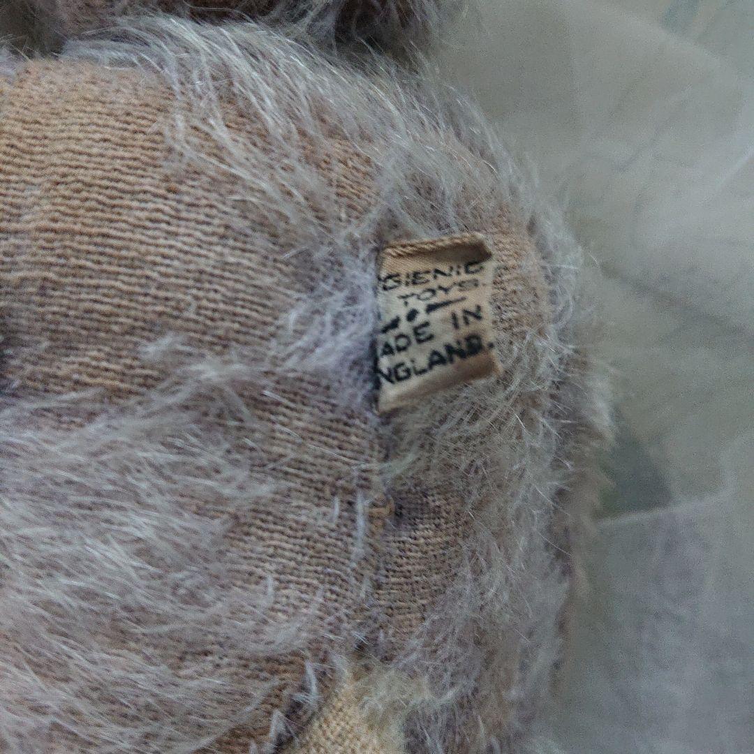 イギリスアンティーク　クロスフェイスドール　グレー　モヘア　バニードール