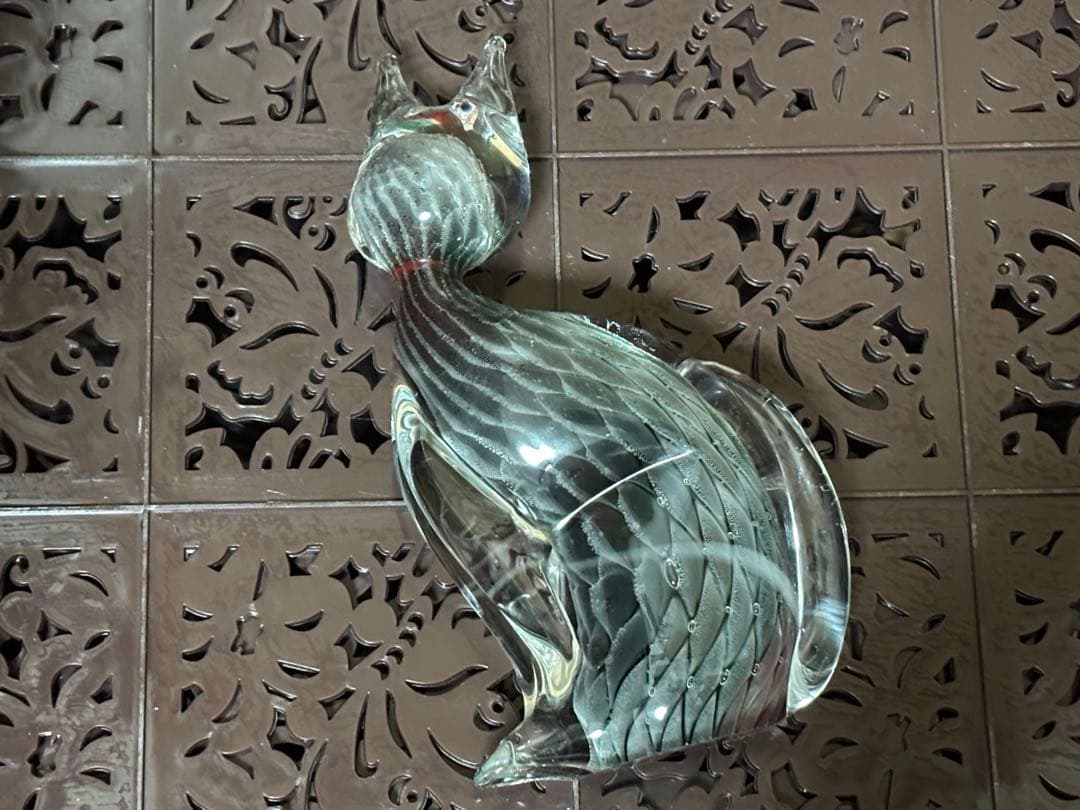 猫　ガラス　インテリア　工芸品