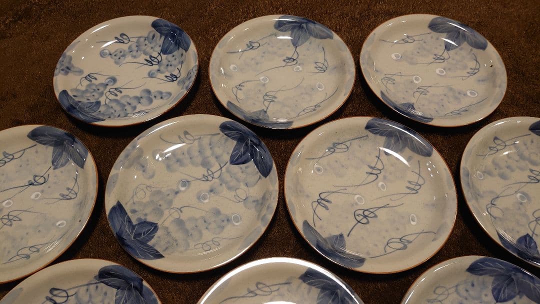 古伊万里　伊万里　染付　ぶどうの図　豆皿　菓子皿　１０客