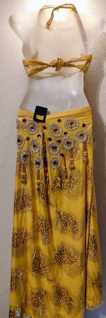 【新品】エジプト製黄色ビーズ刺繍ベリーダンスオリエンタル