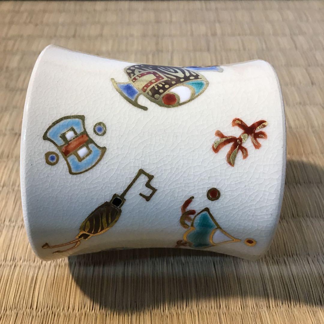 茶道具　蓋置　仁清写宝尽し　花蝶窯　石雲造(手塚　充) 共箱　栞　S249FO