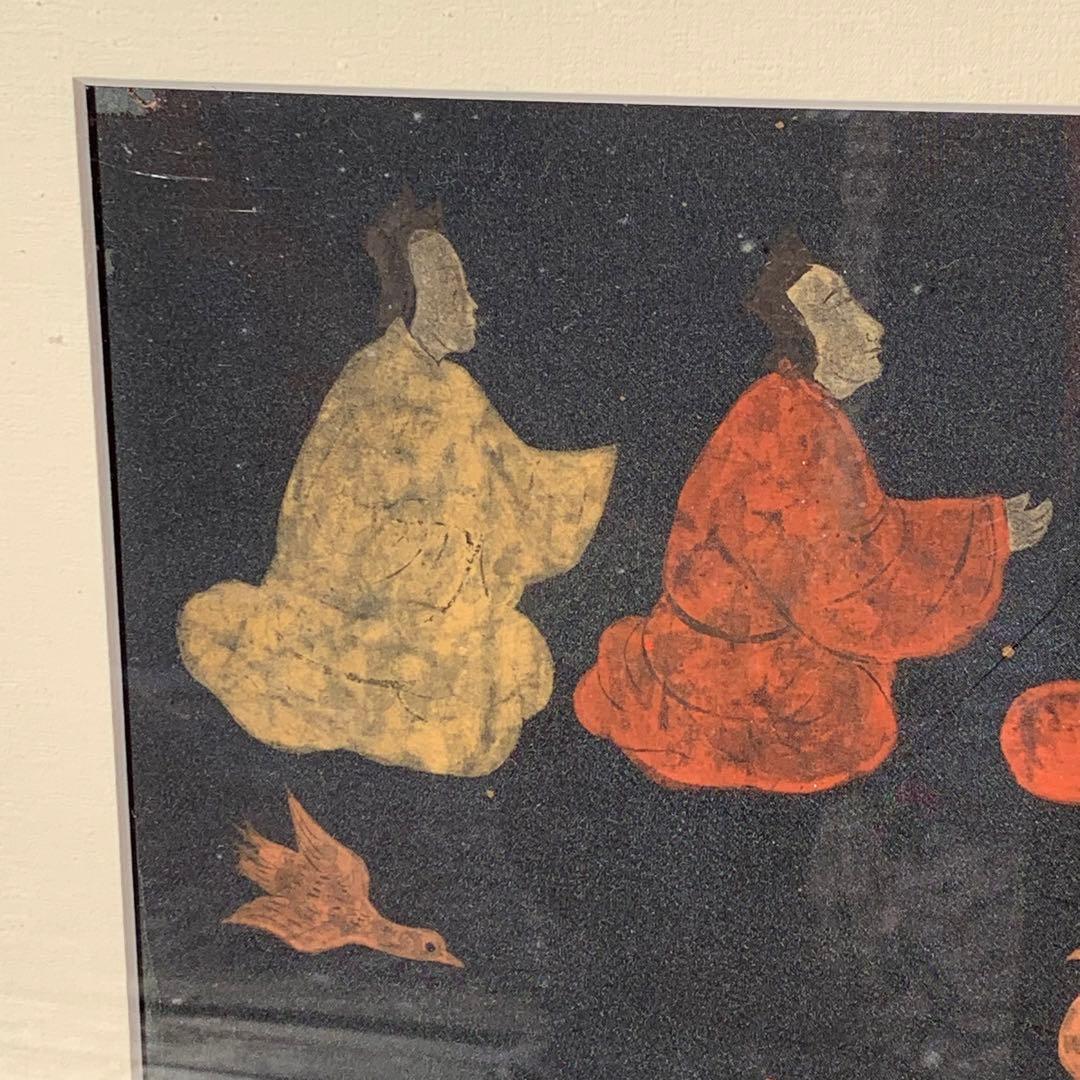 楚国　漢代　帛画　中国　シルク　絹　絵画　額縁　骨董品　馬　王　鳳凰　人　アート