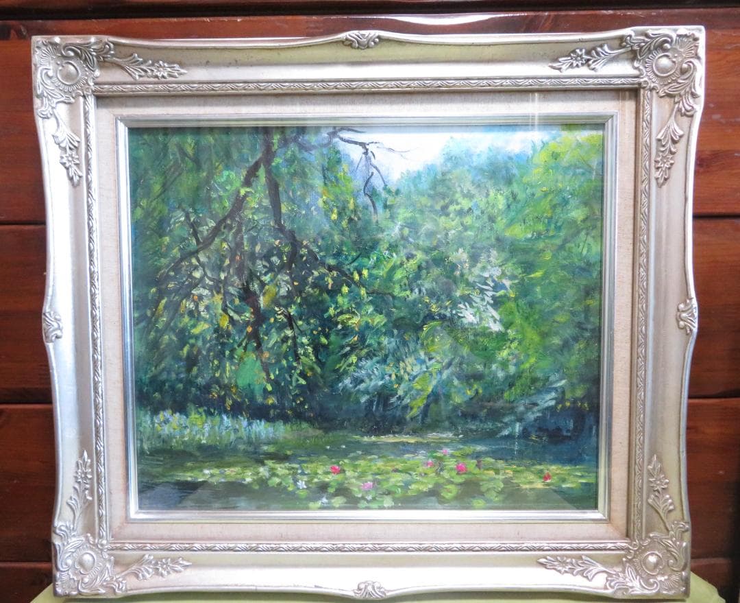 ◆   作者不明　「睡蓮」　油彩　F8号　◆