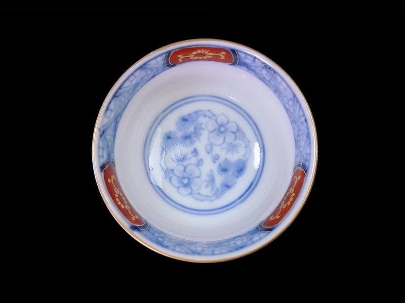 大聖寺伊万里　金襴手　窓絵　鳳凰紋　煎茶碗　向付　５客　A213AS-CWm