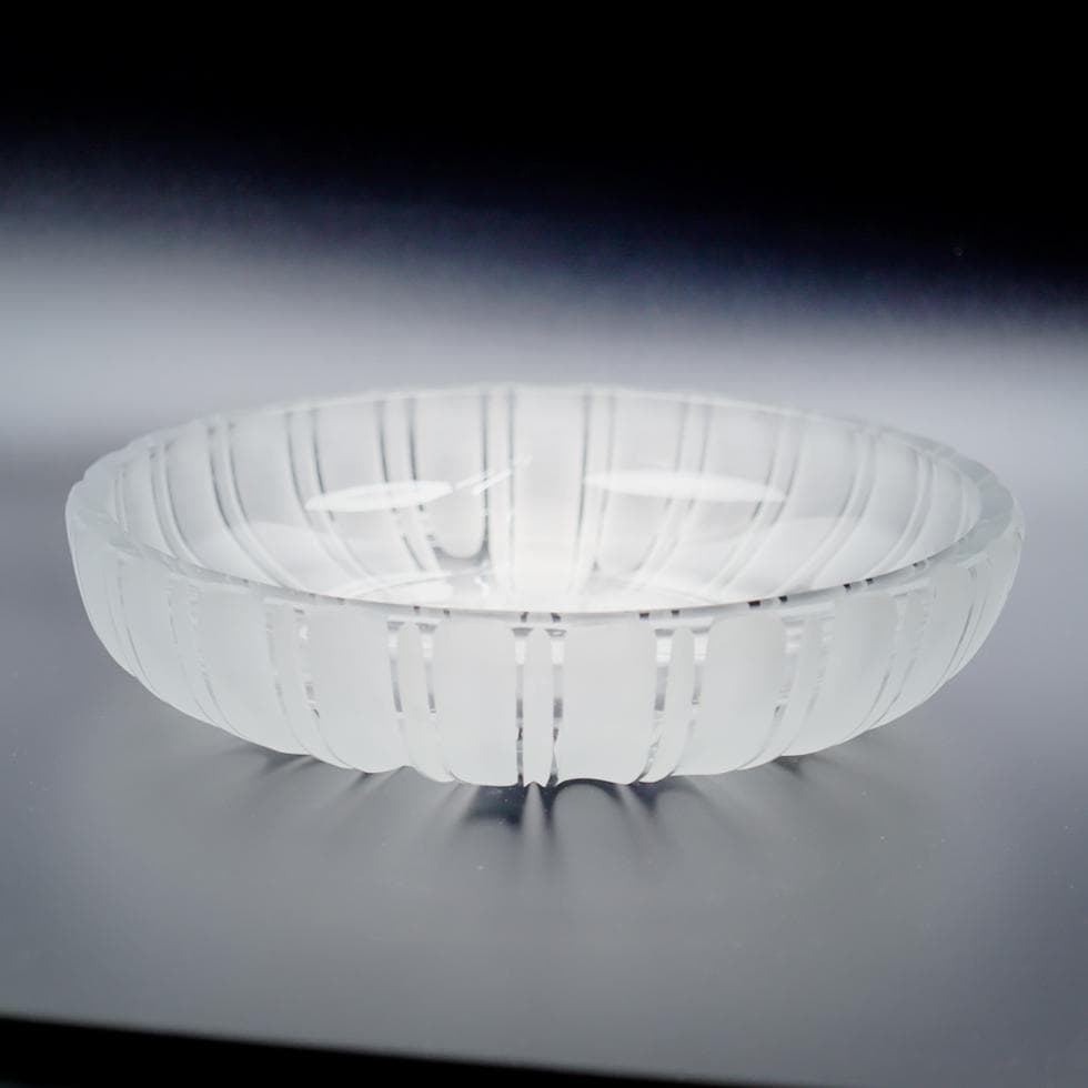 岩田藤七 手吹き サンドブラスト ストライプ 大鉢 30cm