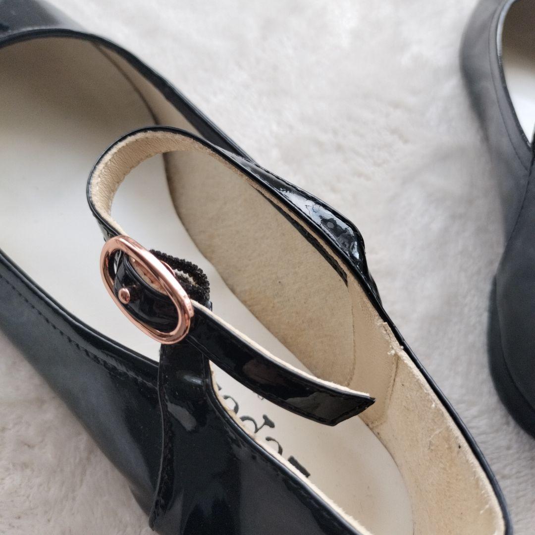 レペット　エナメル　フラットシューズ　ブラック　ベルト　サイズ38 ゴールド金具