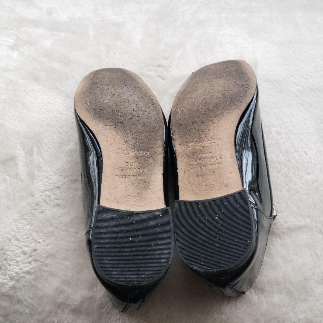 レペット　エナメル　フラットシューズ　ブラック　ベルト　サイズ38 ゴールド金具