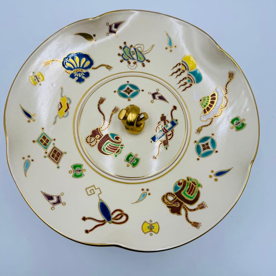 【桂山造　色絵宝蓋　袋形水指　茶道具　共箱】骨董　アンティーク　インテリア