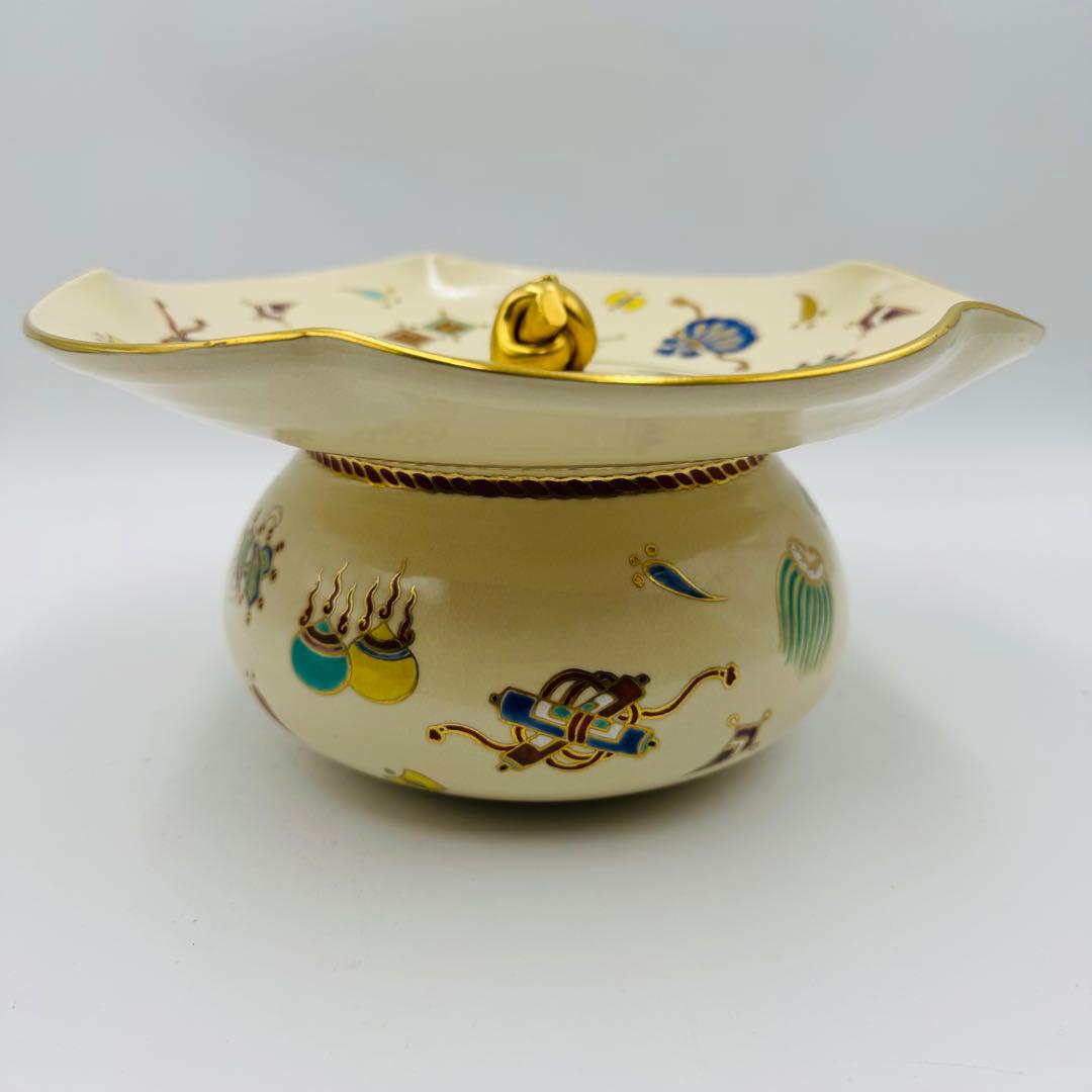 【桂山造　色絵宝蓋　袋形水指　茶道具　共箱】骨董　アンティーク　インテリア