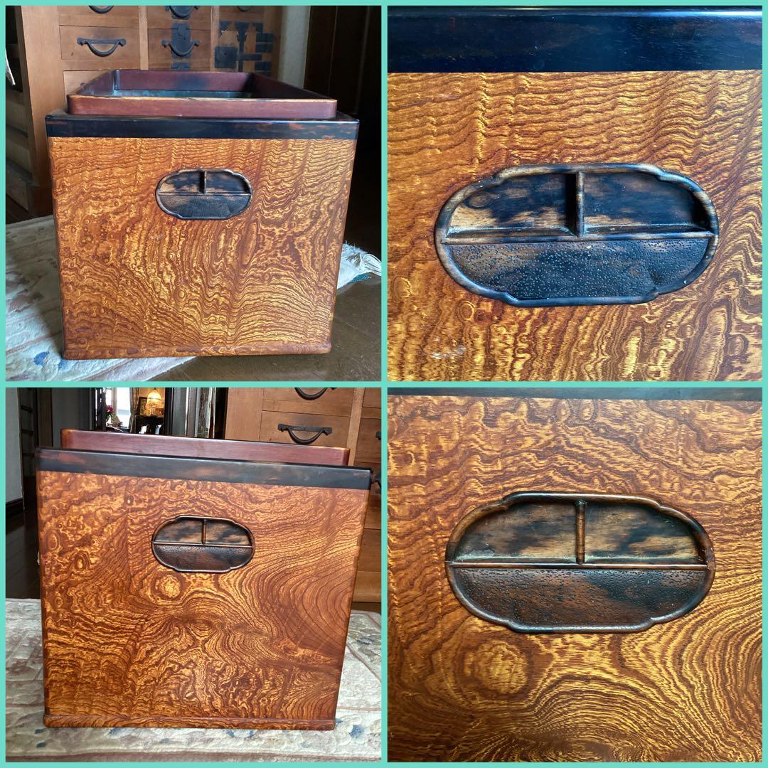 江戸火鉢　アンティーク　火鉢　時代物　欅　玉杢　黒柿　稀少杢