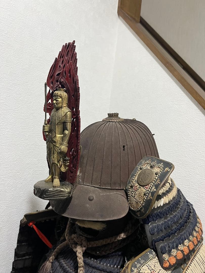 不動明王、炎、最高傑作品、木彫、前立のみ武具甲冑兜戦国時代侍サムライ