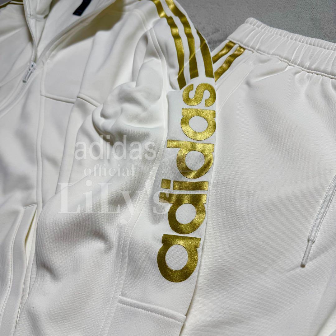 【2XLサイズ】adidas上下セットアップ　白金　定価17,600円　裏起毛