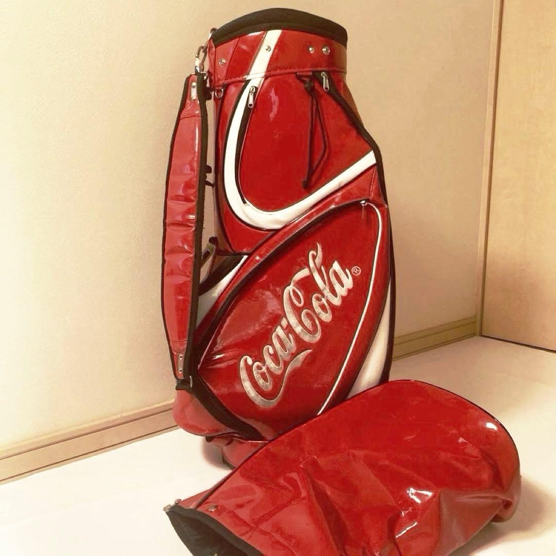 【超希少】コカコーラ　ゴルフ キャディバッグ レッド エナメル ロゴ刺繍 6分割