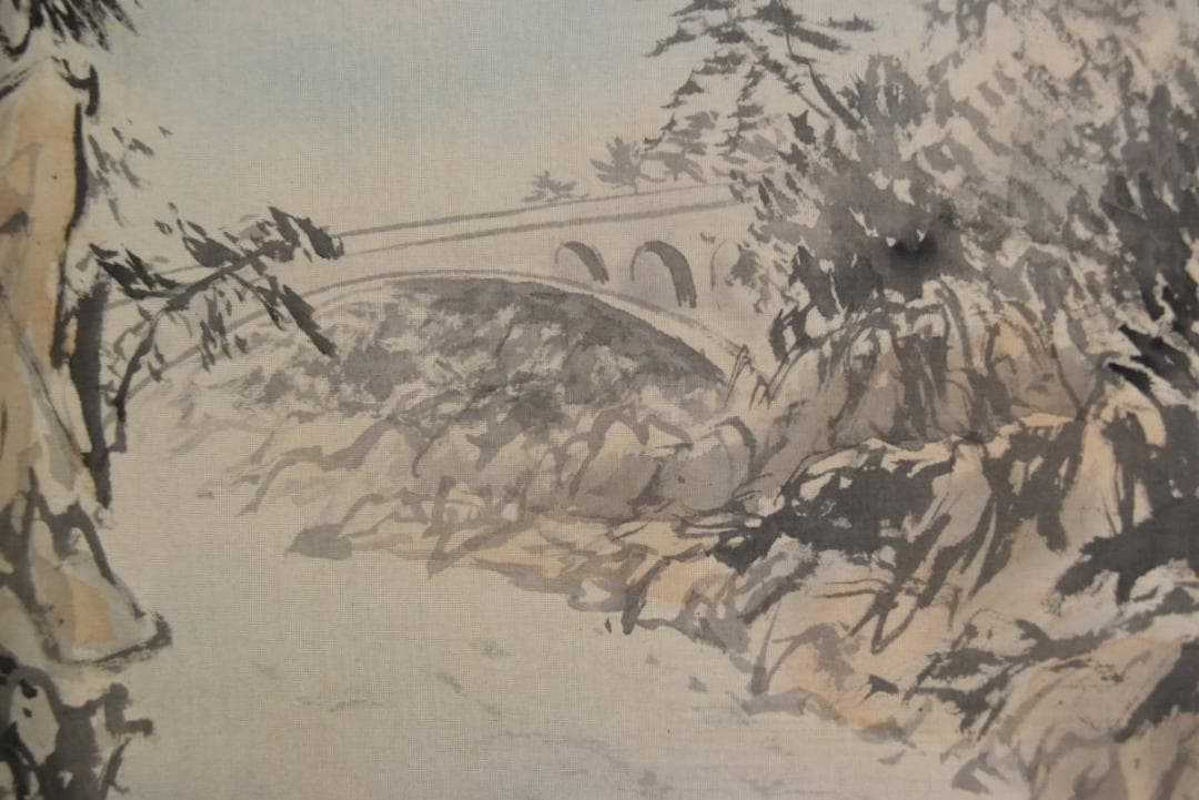 【真作】池田渓仙/白雲鐘聲之図/川下り図/山水図/掛軸/名家伝来/AA-769