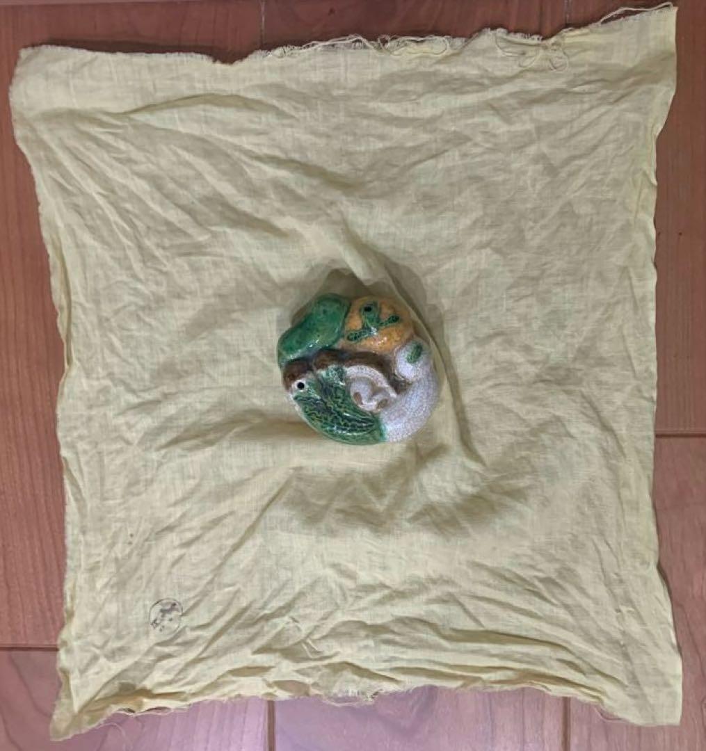 希少　中国　漳州窯　三彩野菜　水滴　明時代末期