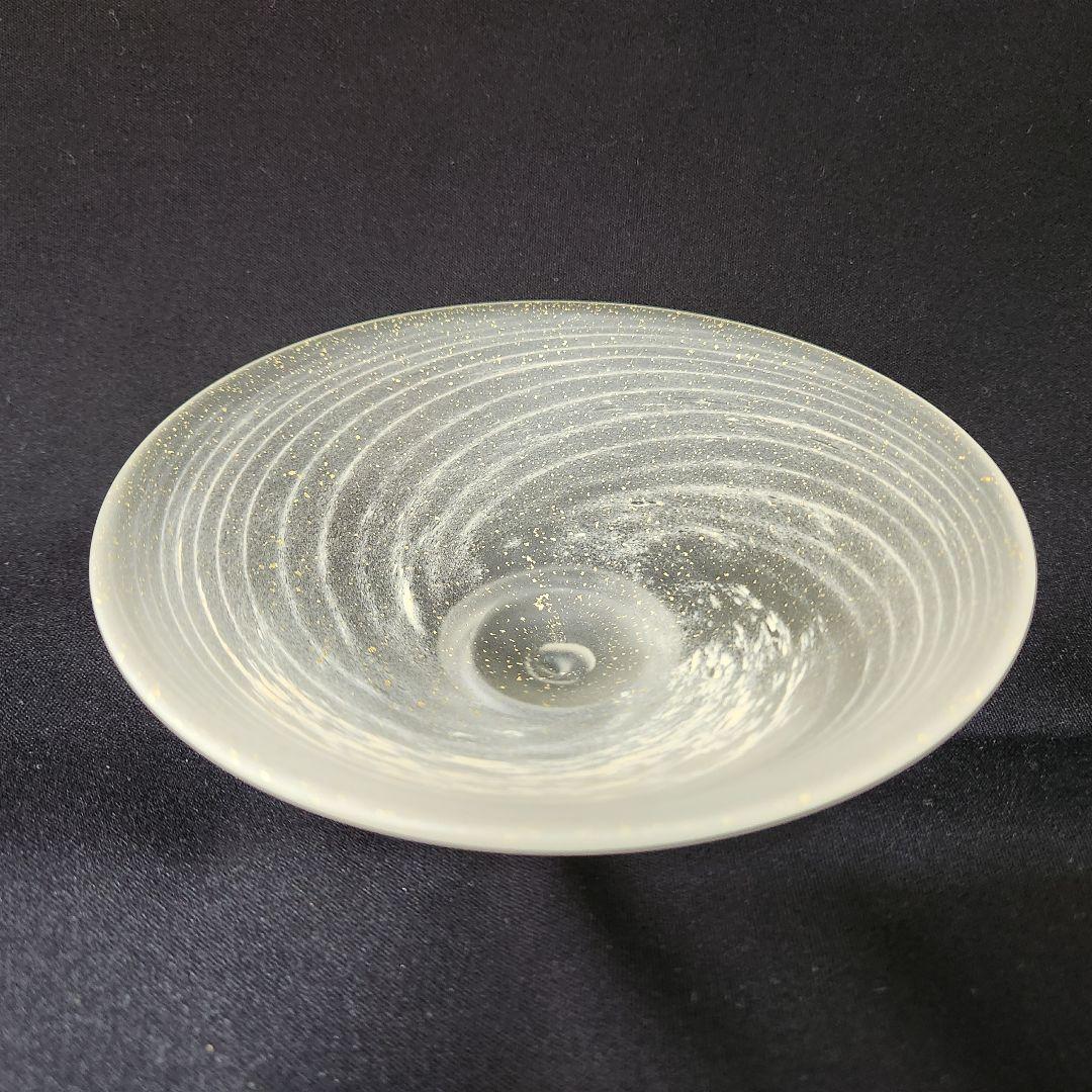 上野良樹 造 金彩 箔散 平茶碗 硝子製 ガラス製