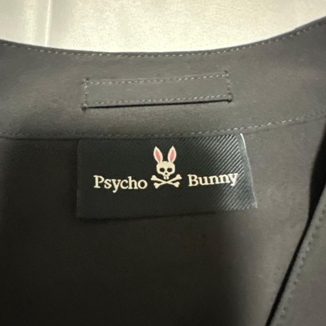 美品PsychoBunnyサイコバニーSOLOTEXタフタノーカラーブルゾン炭黒