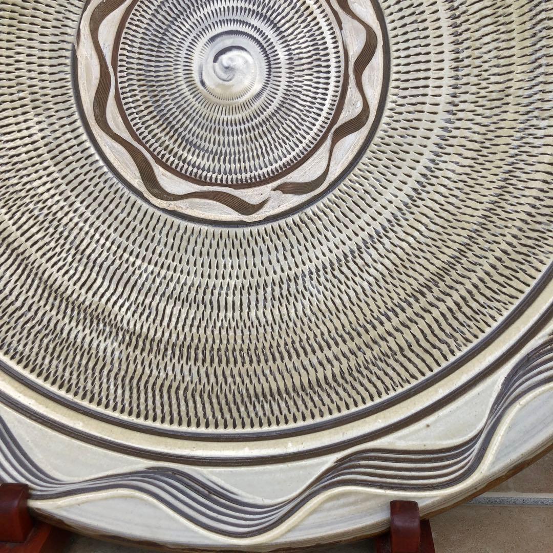 小鹿田焼　特大皿　陶芸　骨董品