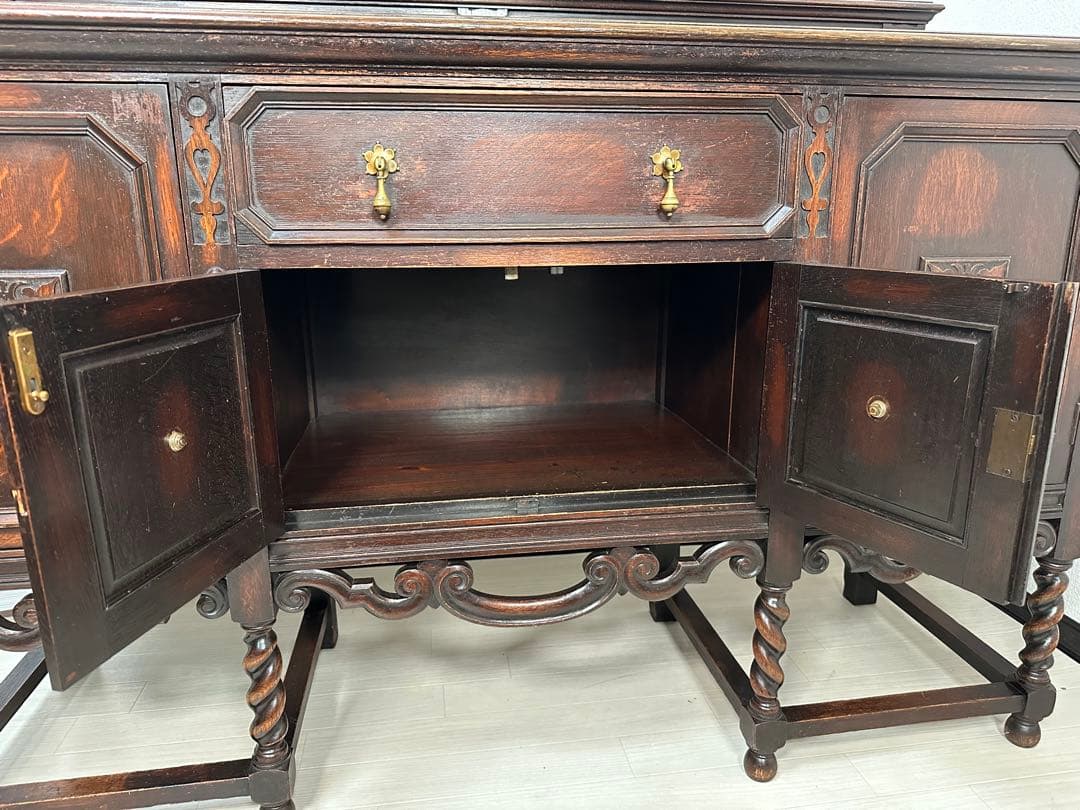 英国 イギリス アンティーク サイドボード キャビネット ツイストレッグ i0※