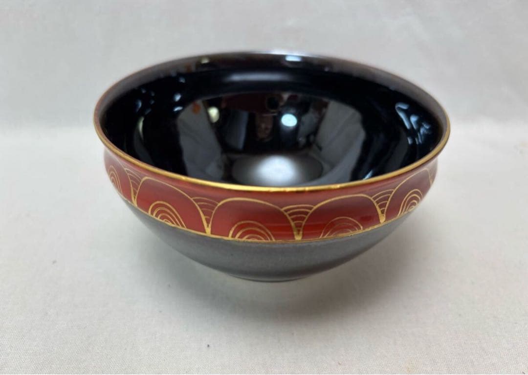 茶道具 黒塗天目台 瑞雲作 金彩波絵 天目茶碗 、竹台子、煙草盆、旅箪笥まとめて