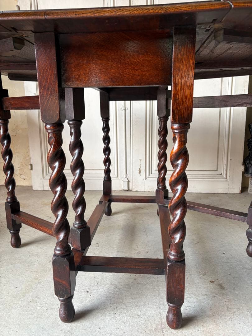 ゲートレッグテーブル/オーク/スピンドルレッグ