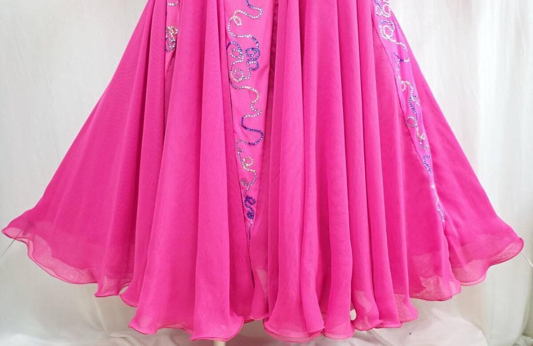 B1640【凛舞チャコット】M/英国製/ピンク/スワロ/スタンダードドレス☆社交