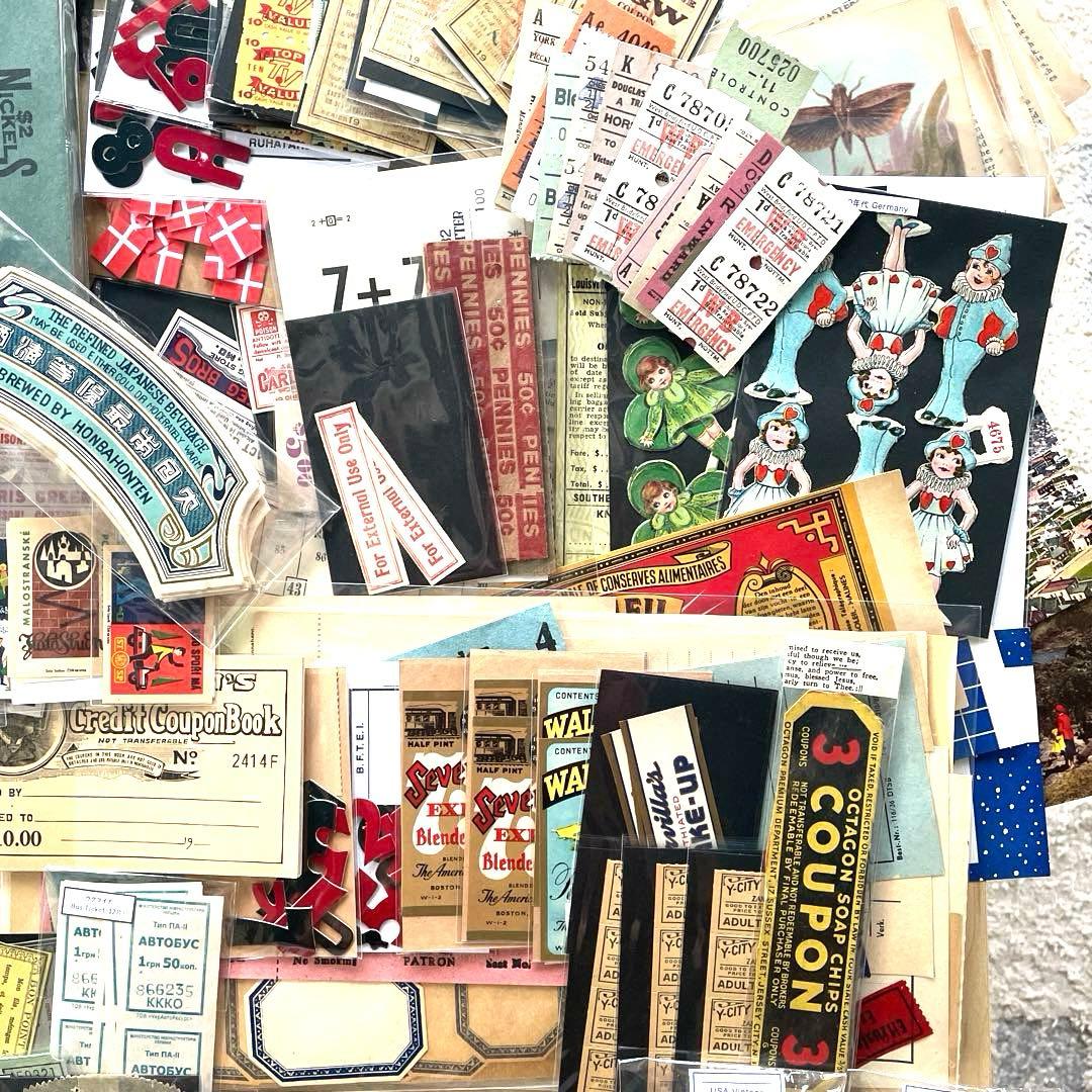 ヴィンテージ 紙モノ 新品大量まとめ売り 蚤の市ジャンクジャーナルコラージュ素材