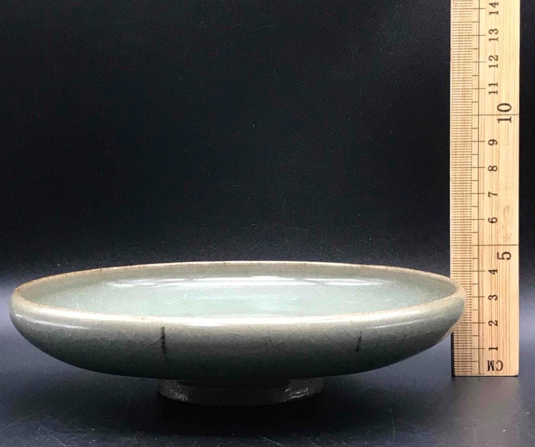 中国古美術　元時代　鈞窯　窯変釉　天青釉紫紅斑盤　辰砂皿　名品珍品(A-34)