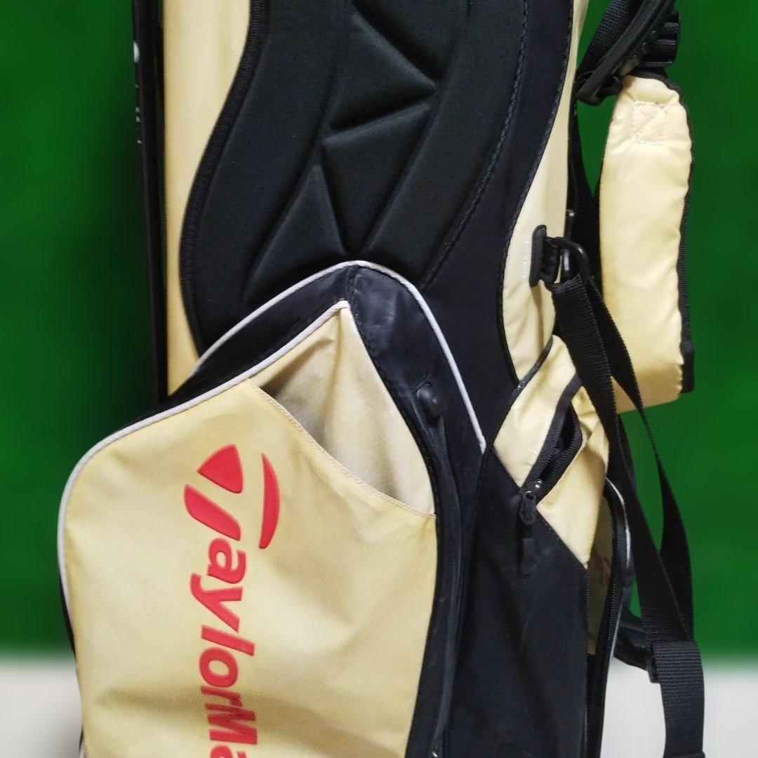 ※美品TaylorMadeスタンド式キャディバッグ ベージュ/黒フード無 int