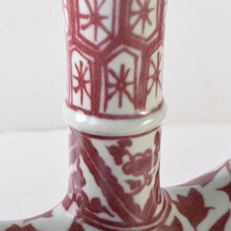 中国　釉里紅　四足水注　扁壷　M　7325C