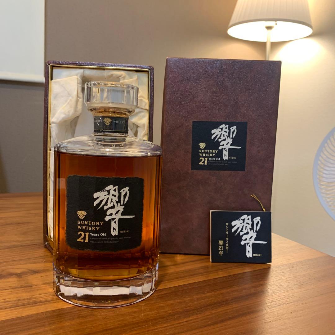レア　サントリーウイスキー響21年　カガミクリスタル　初期ボトル　番号無し　箱付