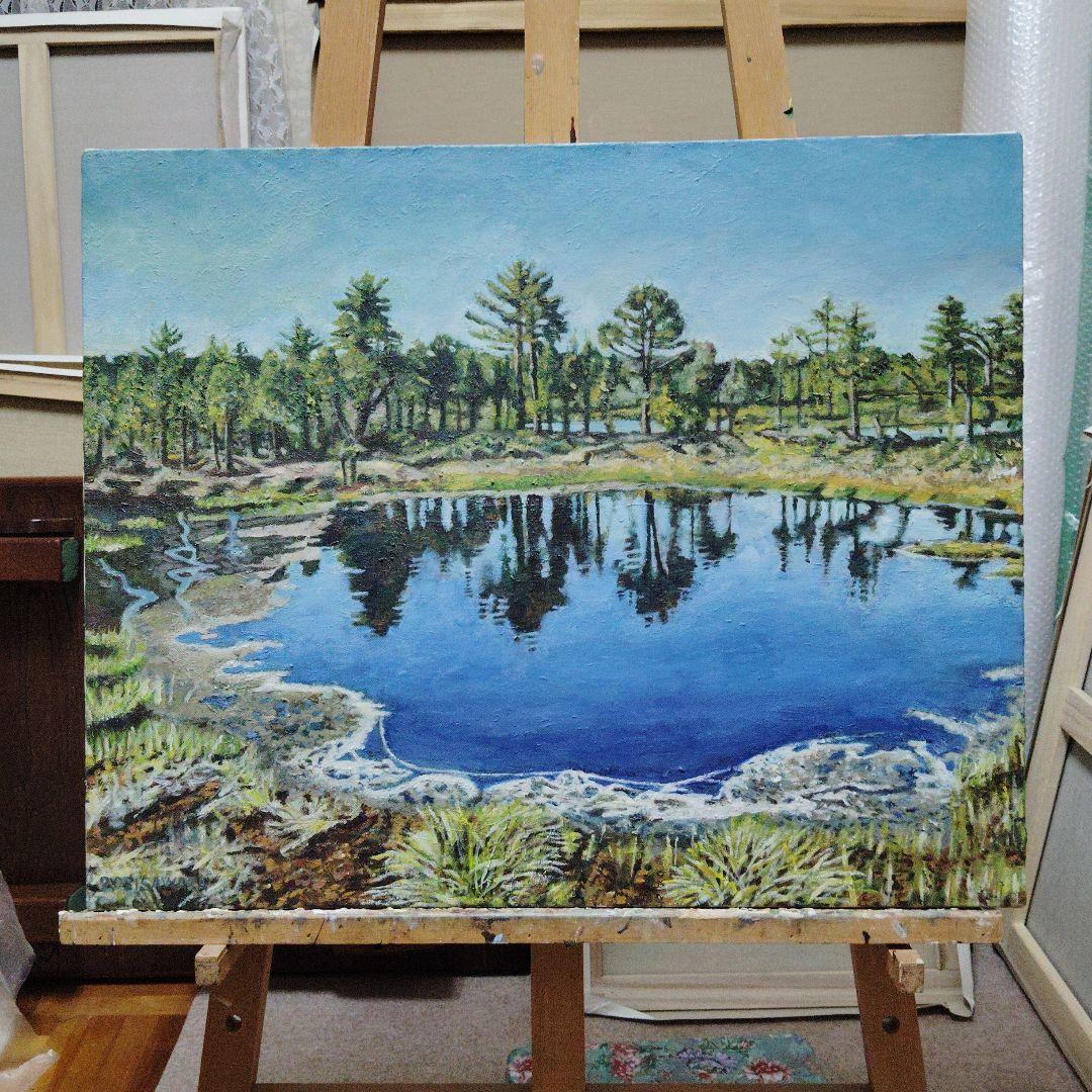 絵画、油絵、F15号、初夏ののエストニア、ラヘマー国立公園、佐原聖春