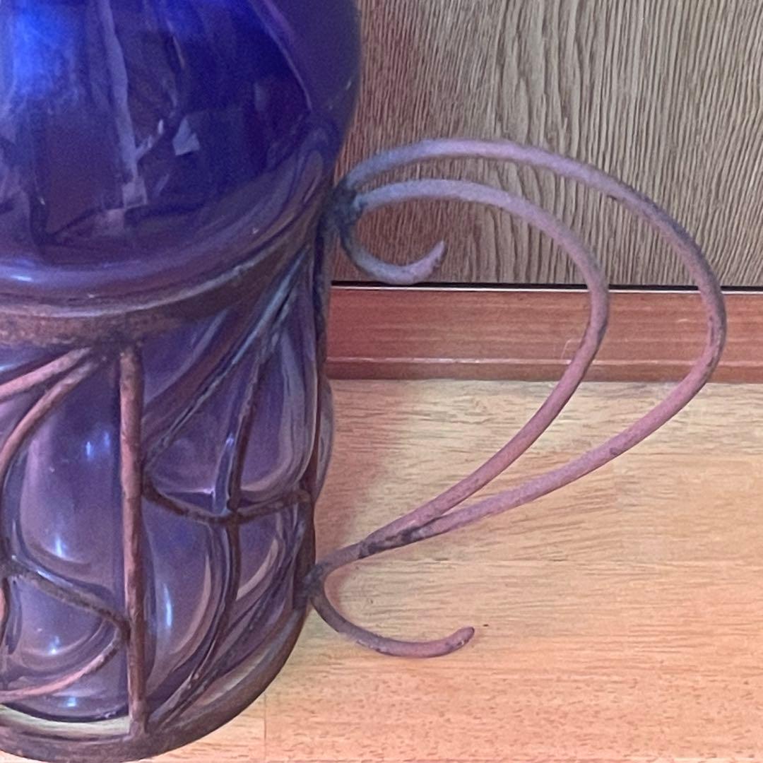 アンティーク　コバルトブルー　ガラス　サビ　花瓶　置物