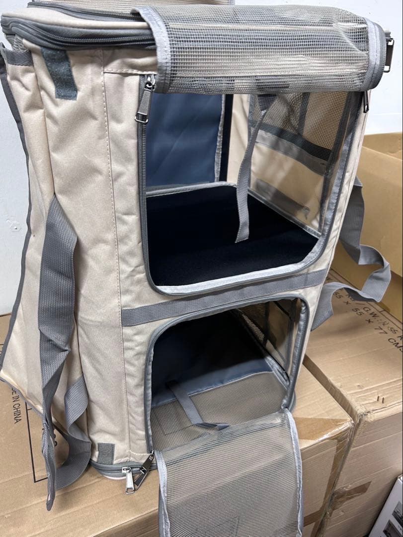 新品　未使用　猫用　犬用　ペットカート ベージュ　ペットキャリー　2匹