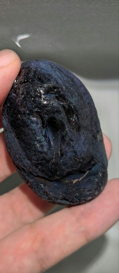 原石　十勝石玲瓏　ブルーベースレインボーオブシディアン　超特級品