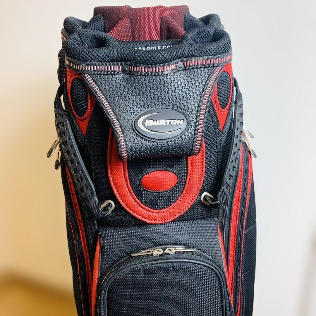 BURTON バートン ゴルフ キャディバッグ フード付き レッド ブラック