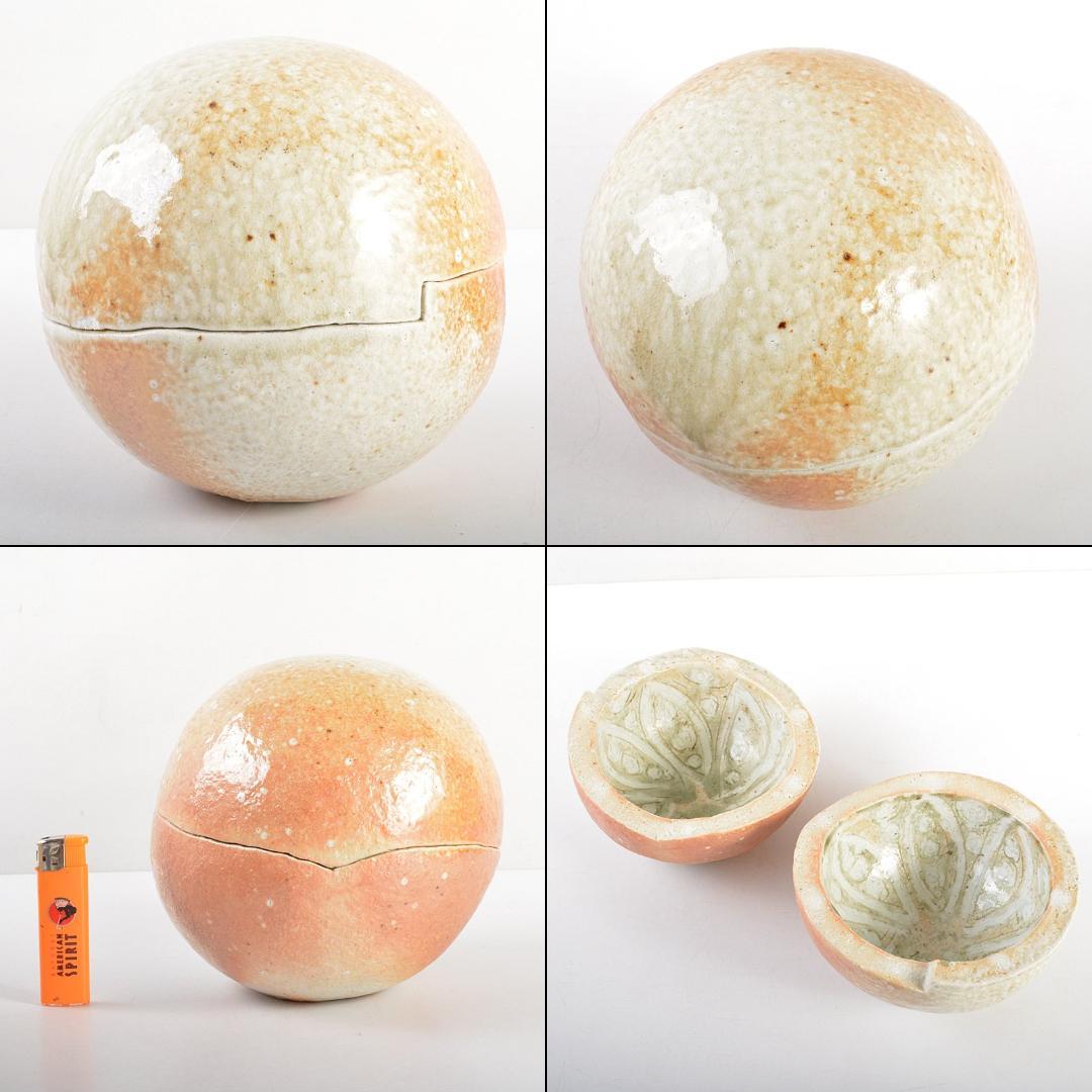 伊賀焼　小島憲二造　丸陶筥　陶箱　共箱　V　R6133C