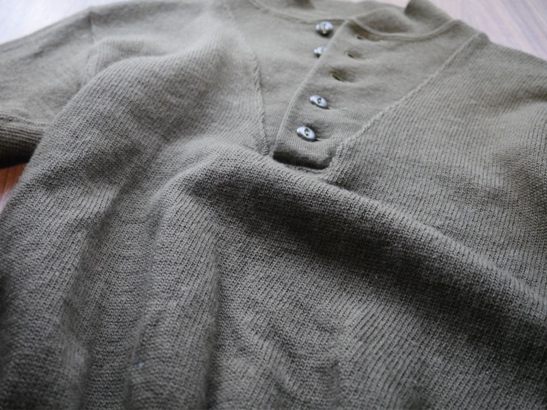 美品 40~50s US ARMY ジープセーター 猫目ボタン ヘンリーネック