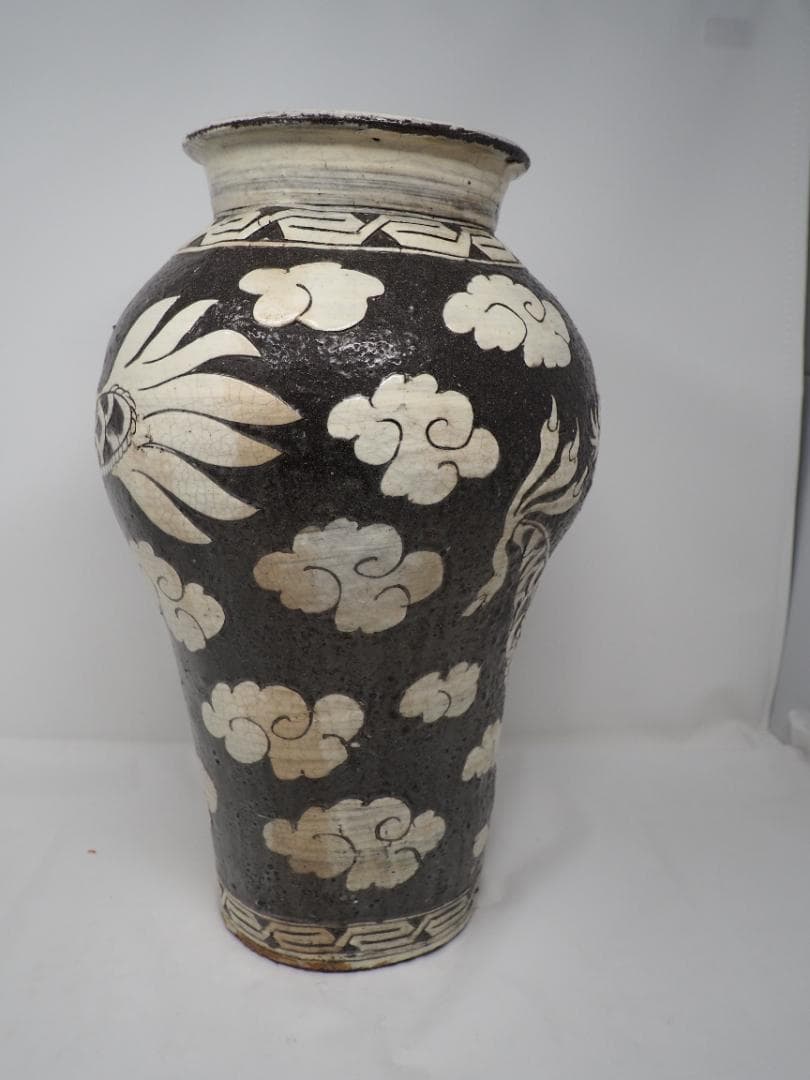 雲竜紋梅瓶　磁州窯　龍デザイン　中国　-SO