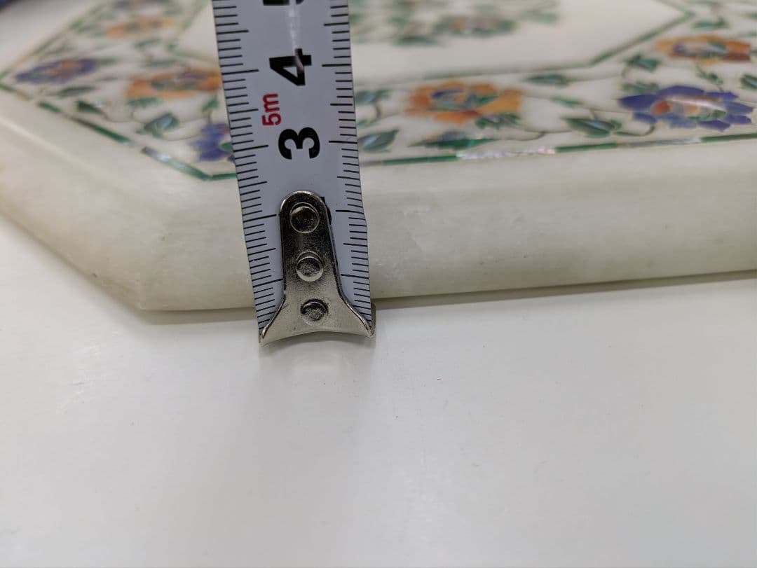 インド　タージマハル　大理石製八角形テーブルプレート　アンティーク　希少品