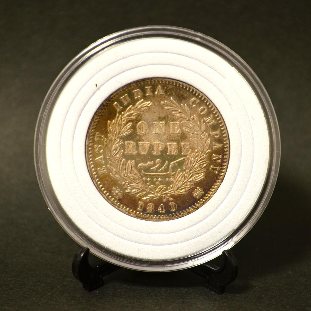 ヴィクトリア 1ルピー銀貨 1840年 世界に1点だけ！魅惑のレインボートーン