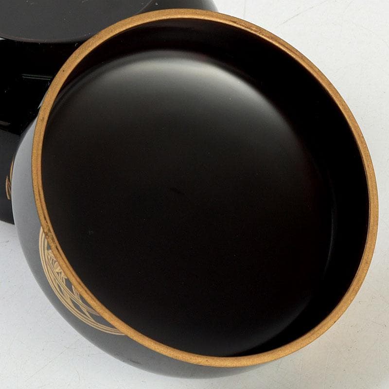 茶道具　塗匠　哲山作　花丸菊花蒔絵　平大棗　共箱　V　9354