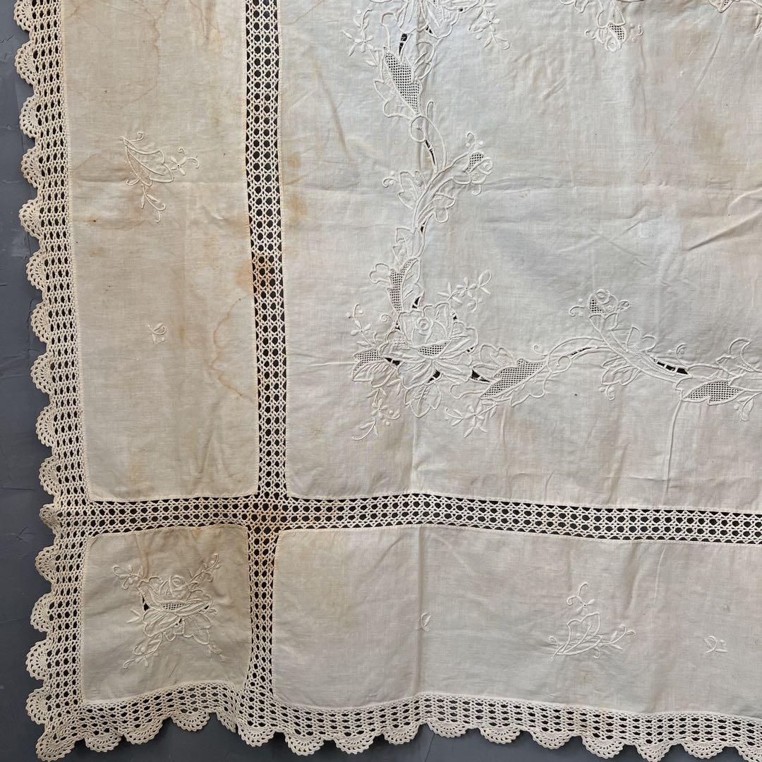 アンティークレース ドイリー 大型 テーブルクロス フランスアンティーク